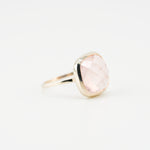 Rose quartz sugarloaf ring