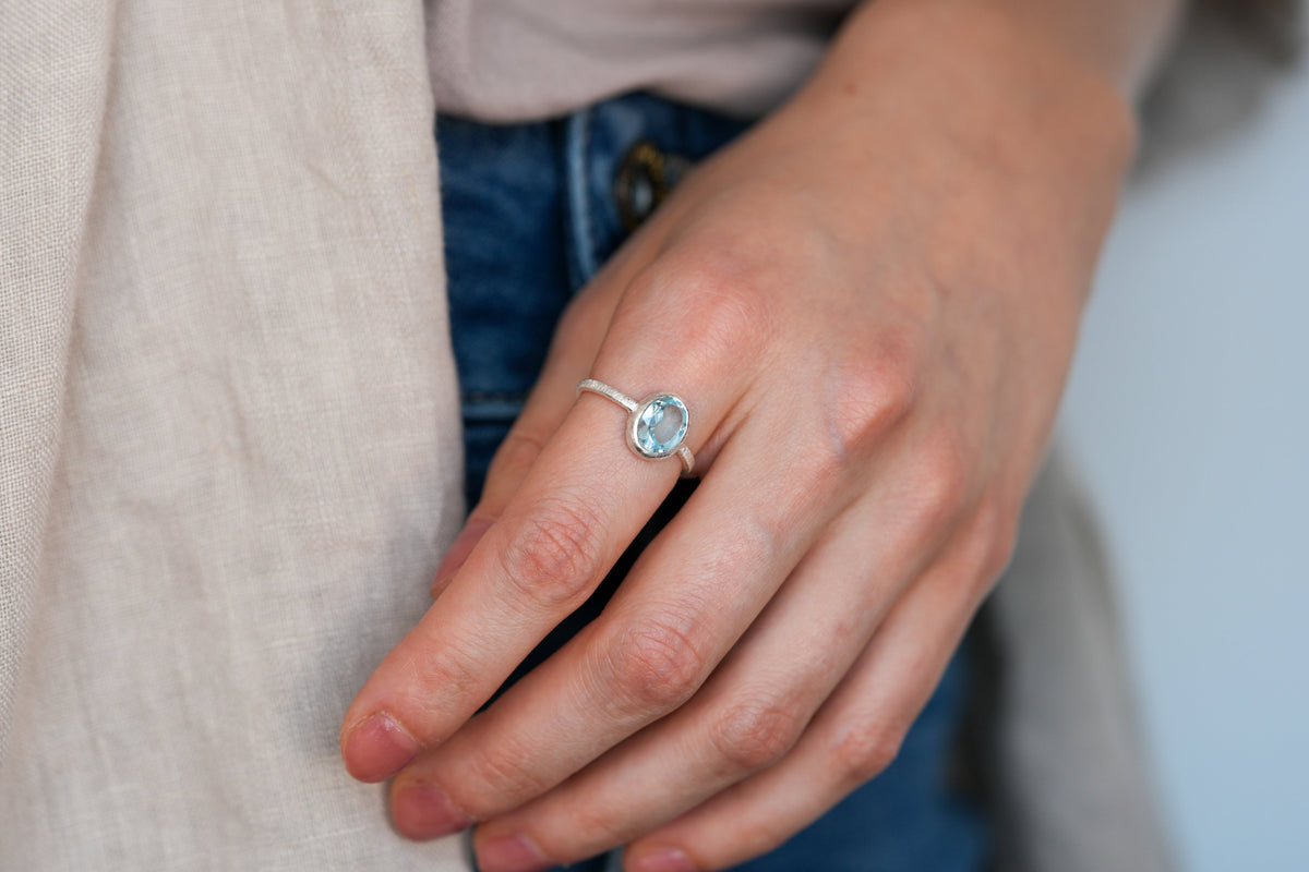 Eternal Blue topaz matte ring
