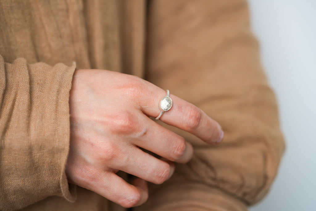 Oval pyrite ring