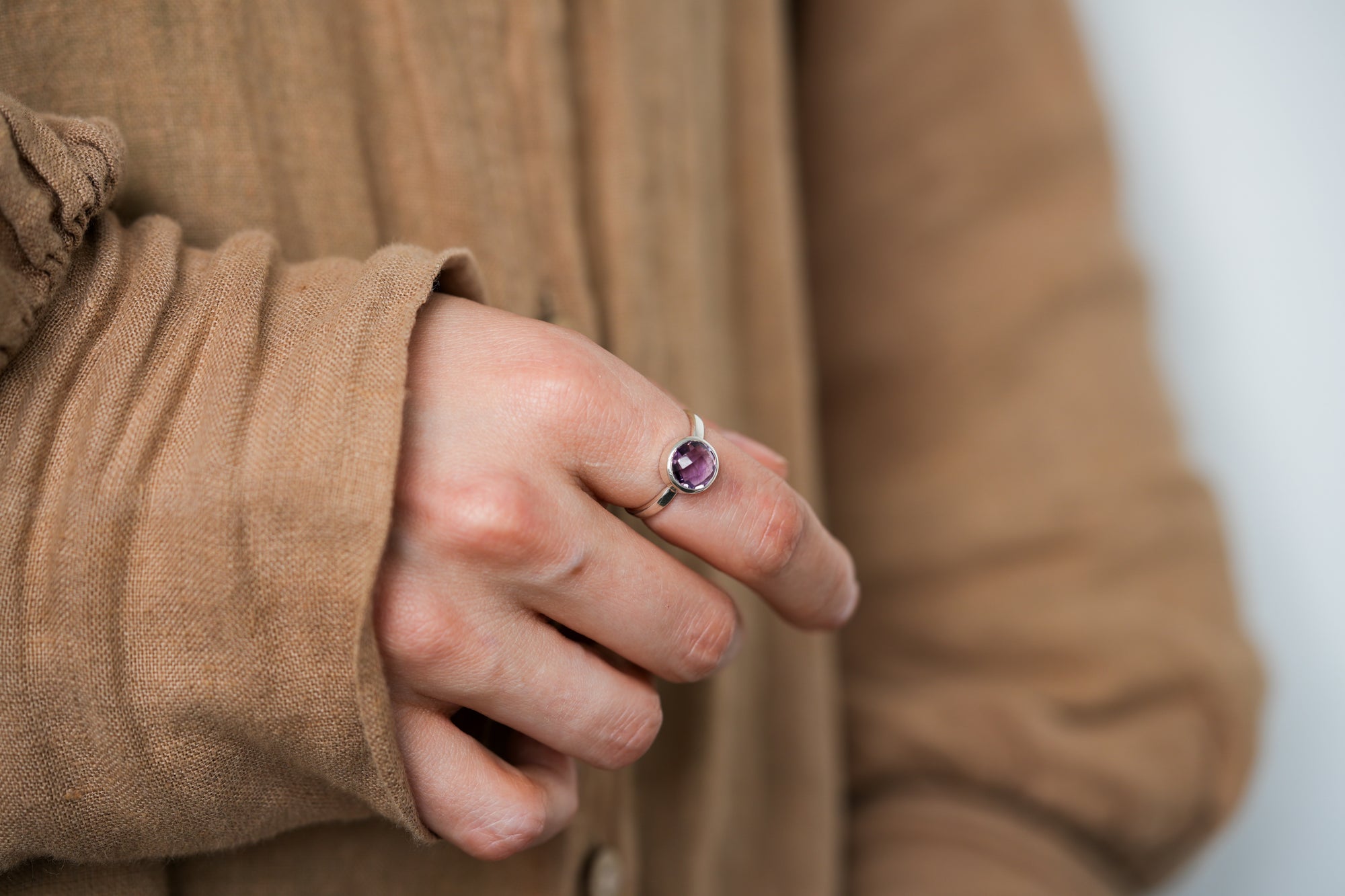 Jaipur amethyst briolette ring