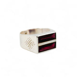 Garnet and mother of pearl Latvia ring