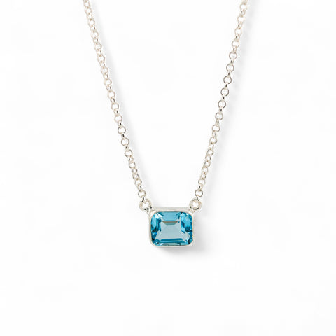 Blue topaz square necklace