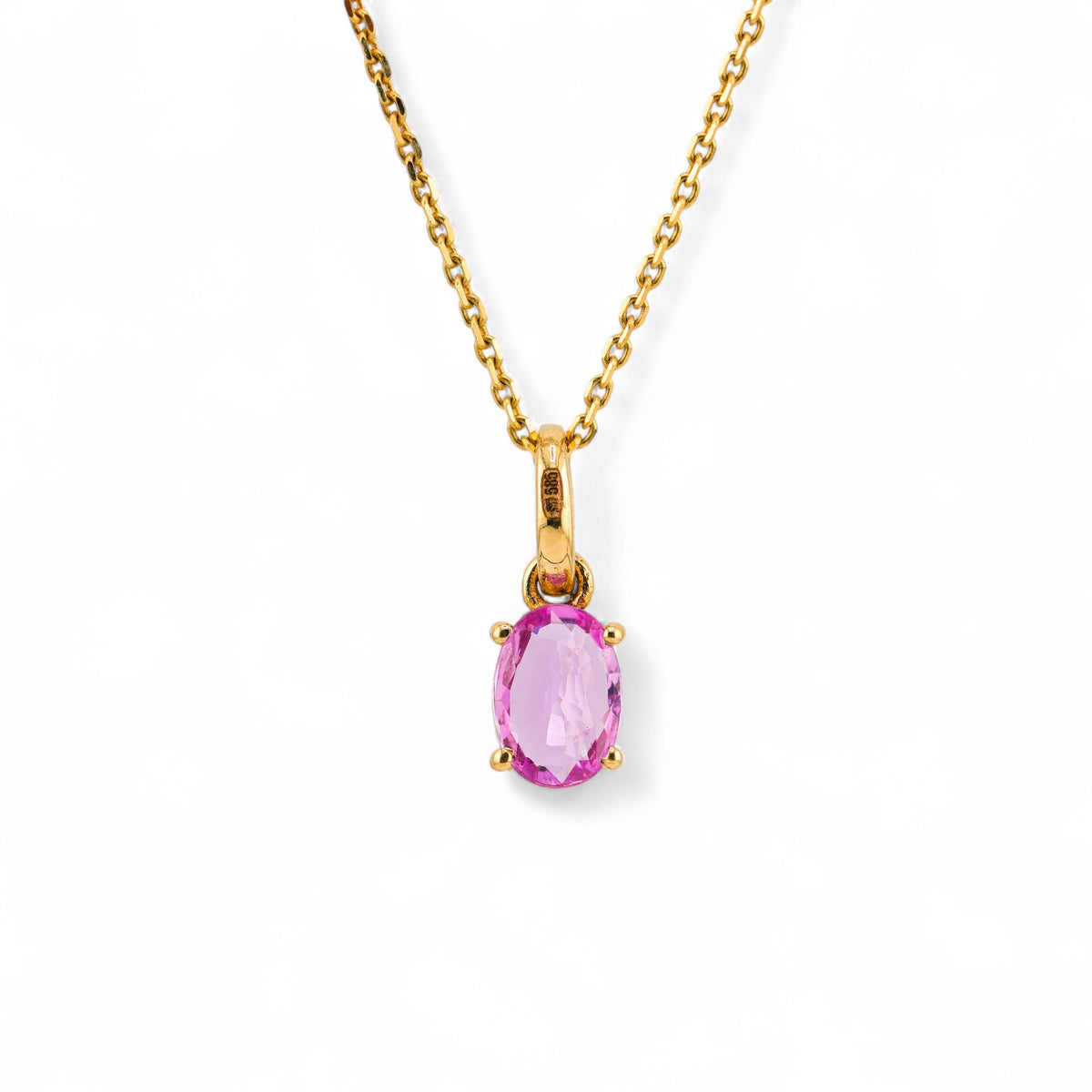 Pink sapphire 585 gold pendant