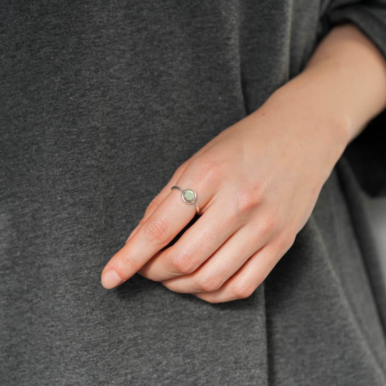 Jaipur green labradorite ring