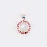 Laxmi Moonstone and Pink tourmaline pendant