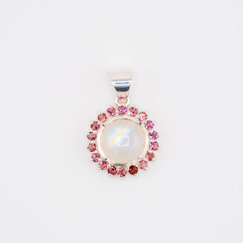 Laxmi Moonstone and Pink tourmaline pendant