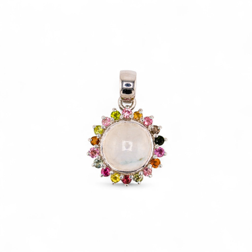 Laxmi moonstone and tourmaline pendant