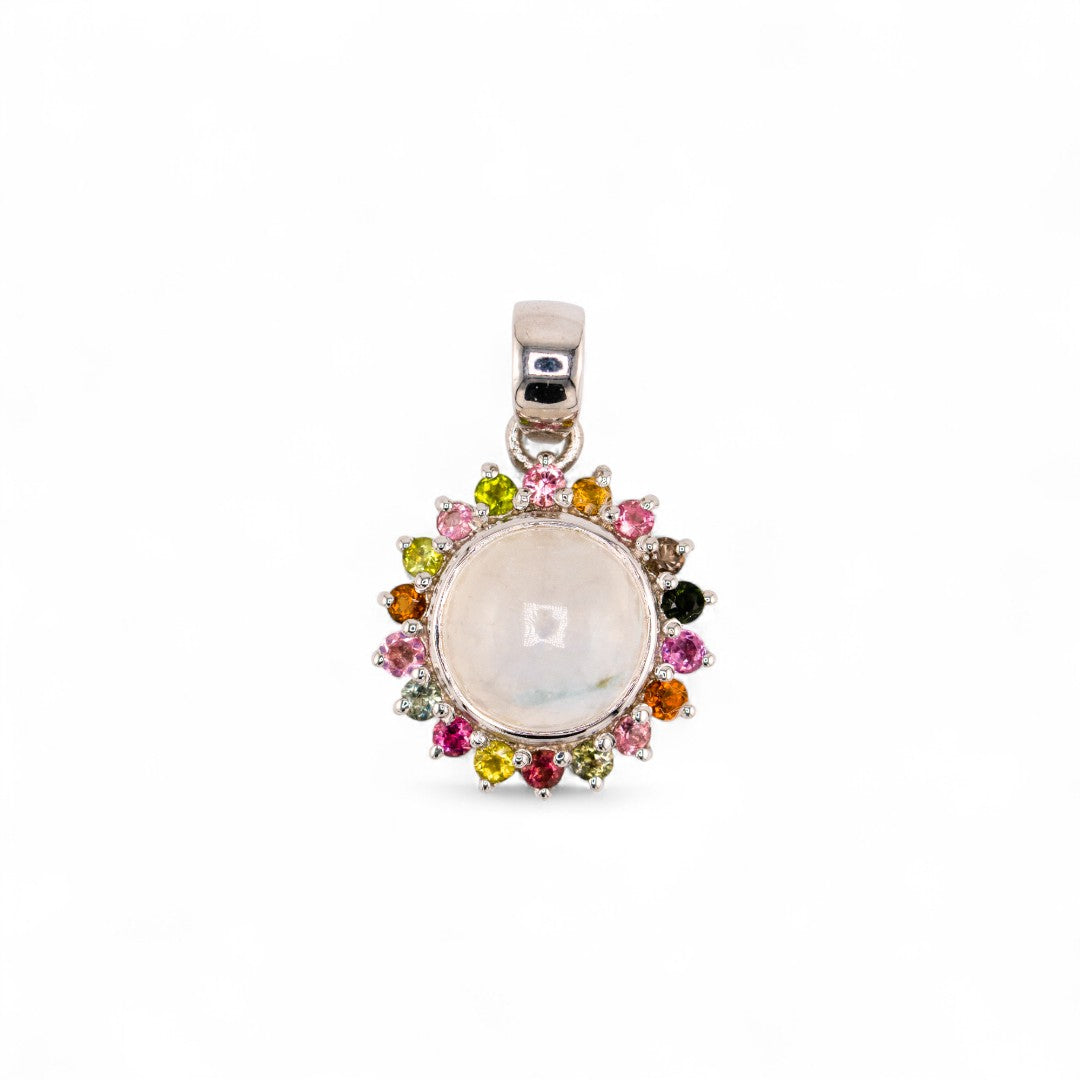 Laxmi moonstone and tourmaline pendant
