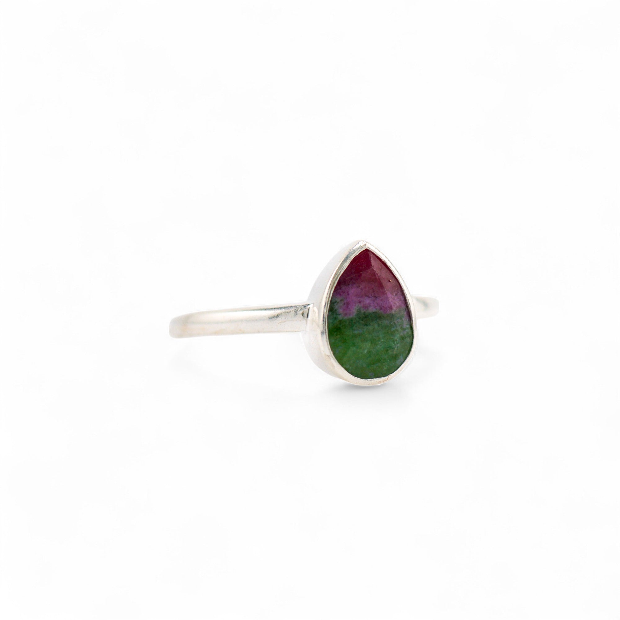 Venus teardrop ruby zoisite ring