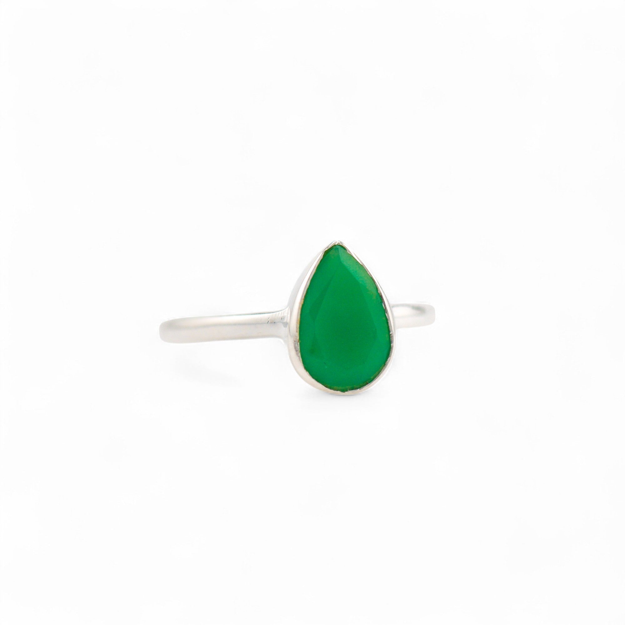 Venus teardrop chrysoprase ring