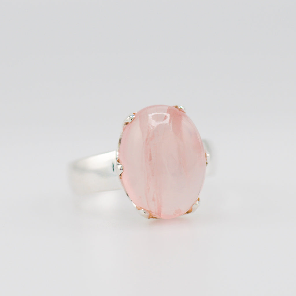 Rose quartz crown ring