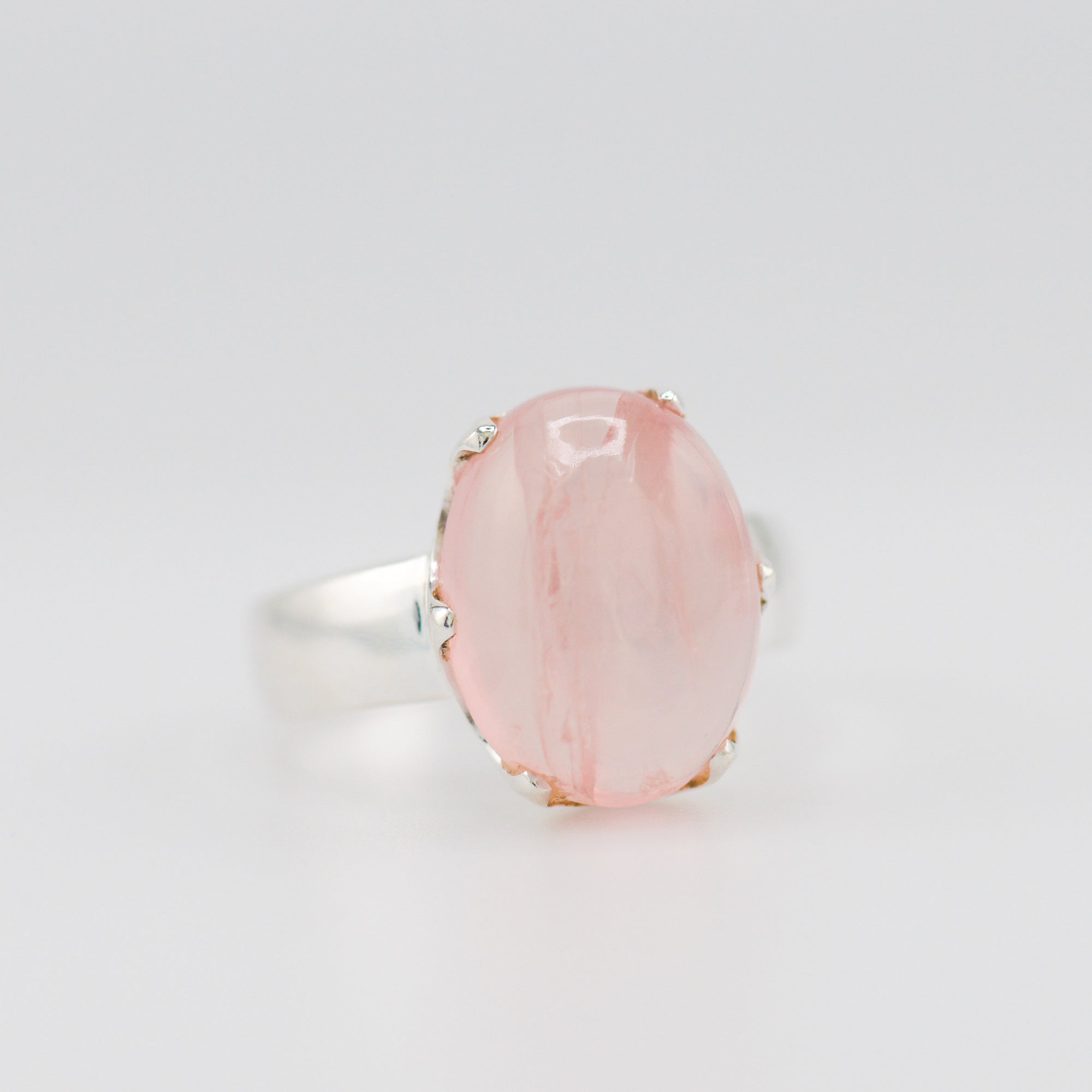 Rose quartz crown ring