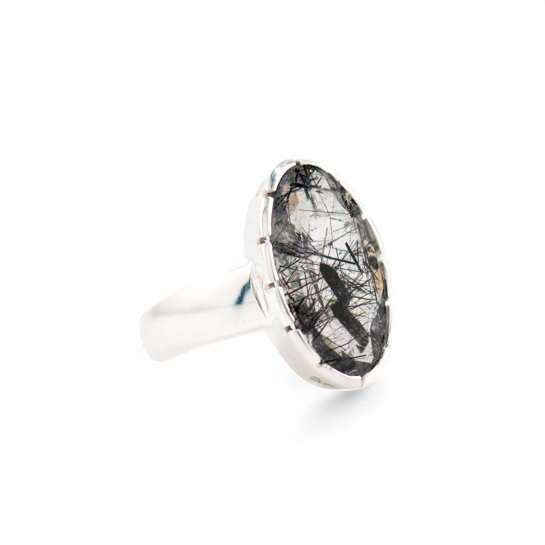 Selene black rutile quartz ring
