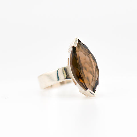 Marquise smoky quartz ring