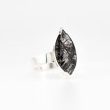 Marquise Black Rutile Quartz ring