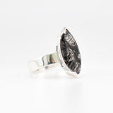 Marquise Black Rutile Quartz ring