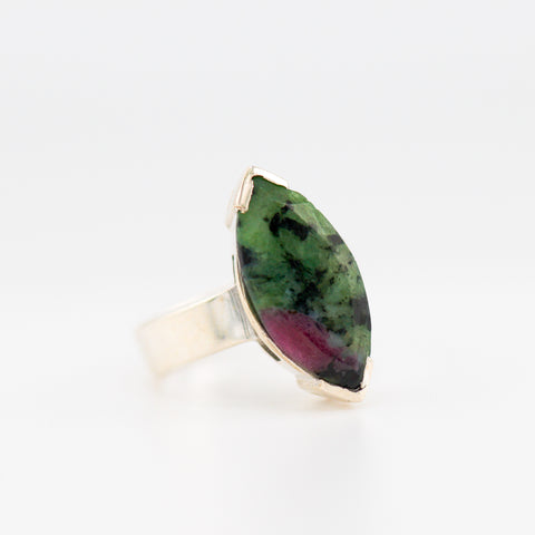 Marquise ruby zoisite ring