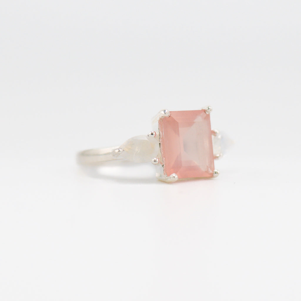 Gaia Rose Quartz and Moonstone ring