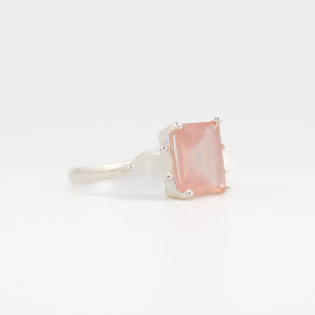 Gaia Rose Quartz and Moonstone ring