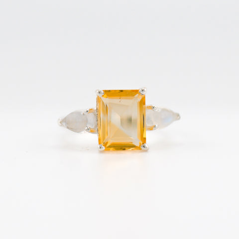 Gaia Citrine and Moonstone ring