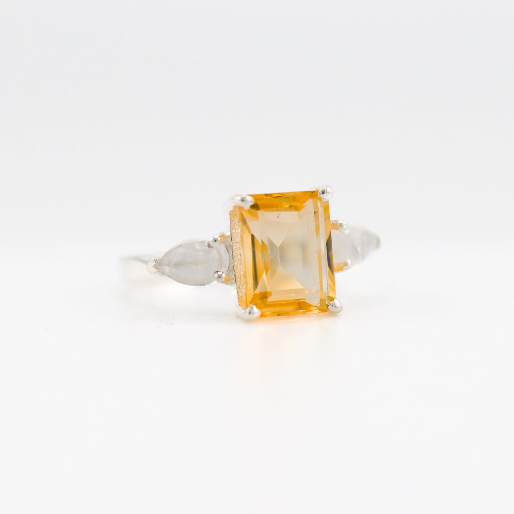Gaia Citrine and Moonstone ring