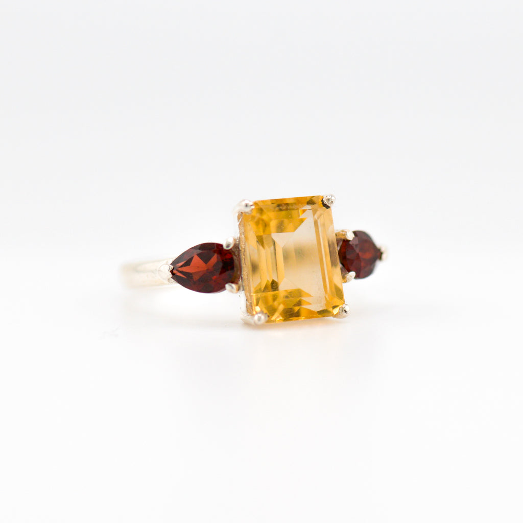 Gaia citrine and garnet ring