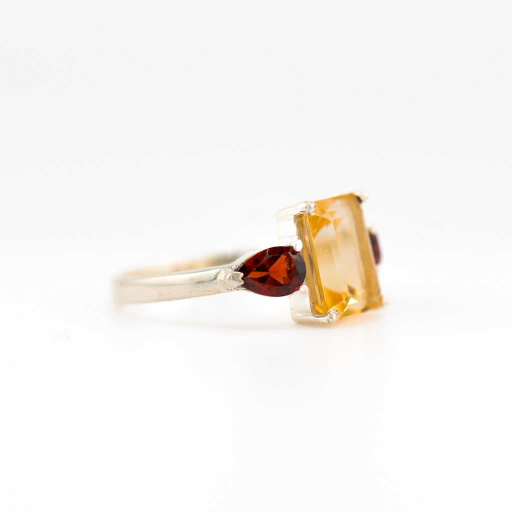 Gaia citrine and garnet ring