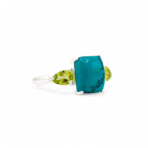 Gaia turquoise and peridot ring