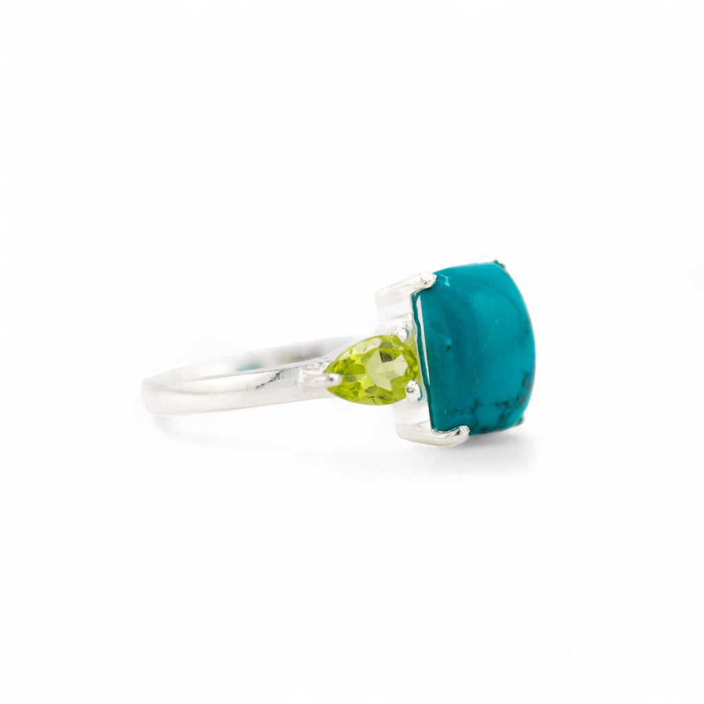 Gaia turquoise and peridot ring