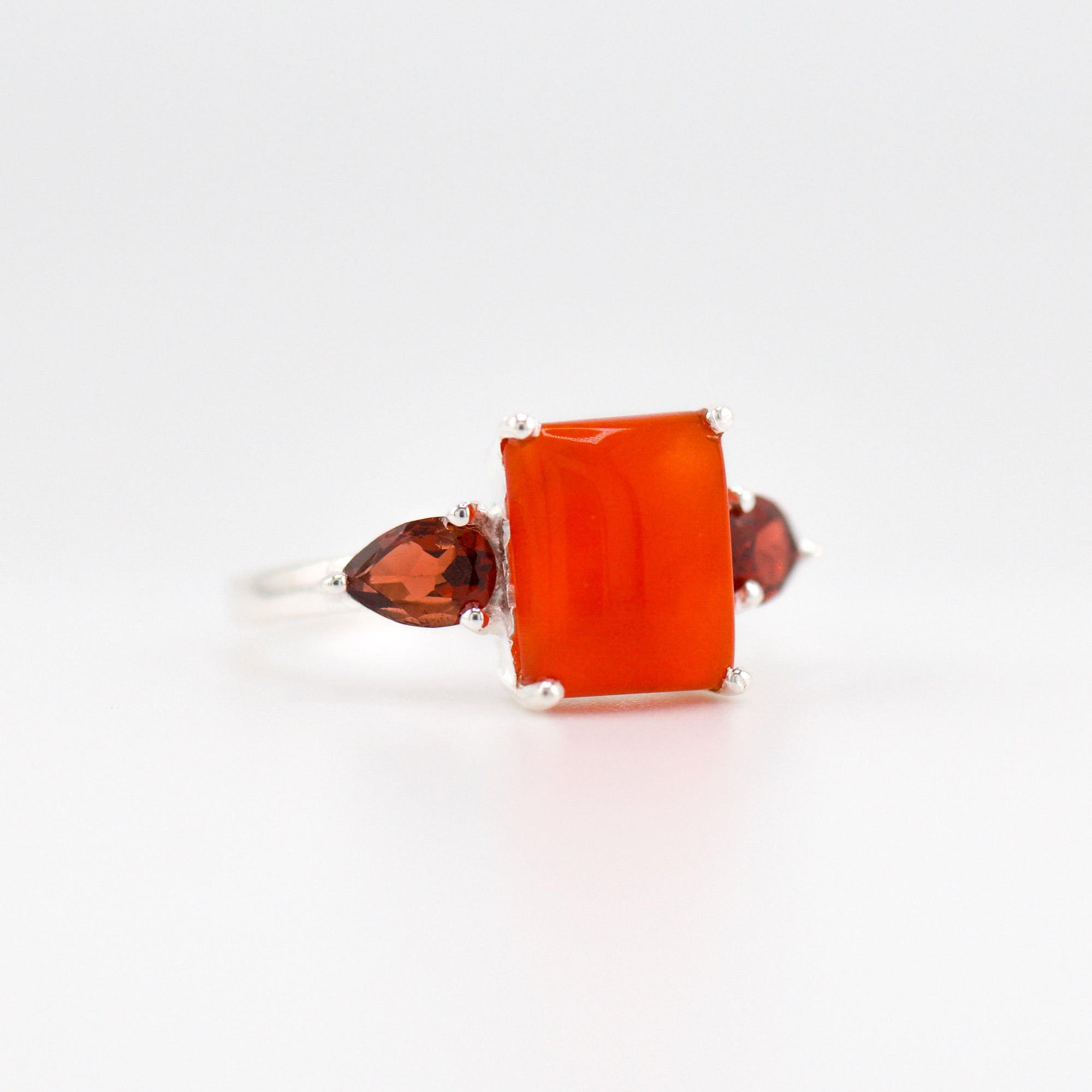 Gaia carnelian and garnet ring
