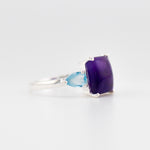 Gaia amethyst and blue topaz ring