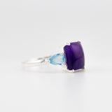 Gaia amethyst and blue topaz ring