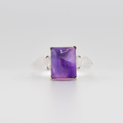 Gaia Amethyst and Moonstone Earth ring