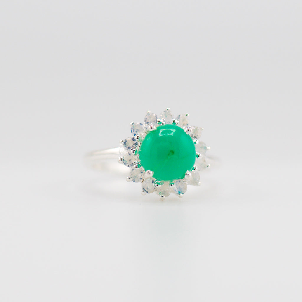 Laxmi Chrysoprase and Moonstone ring