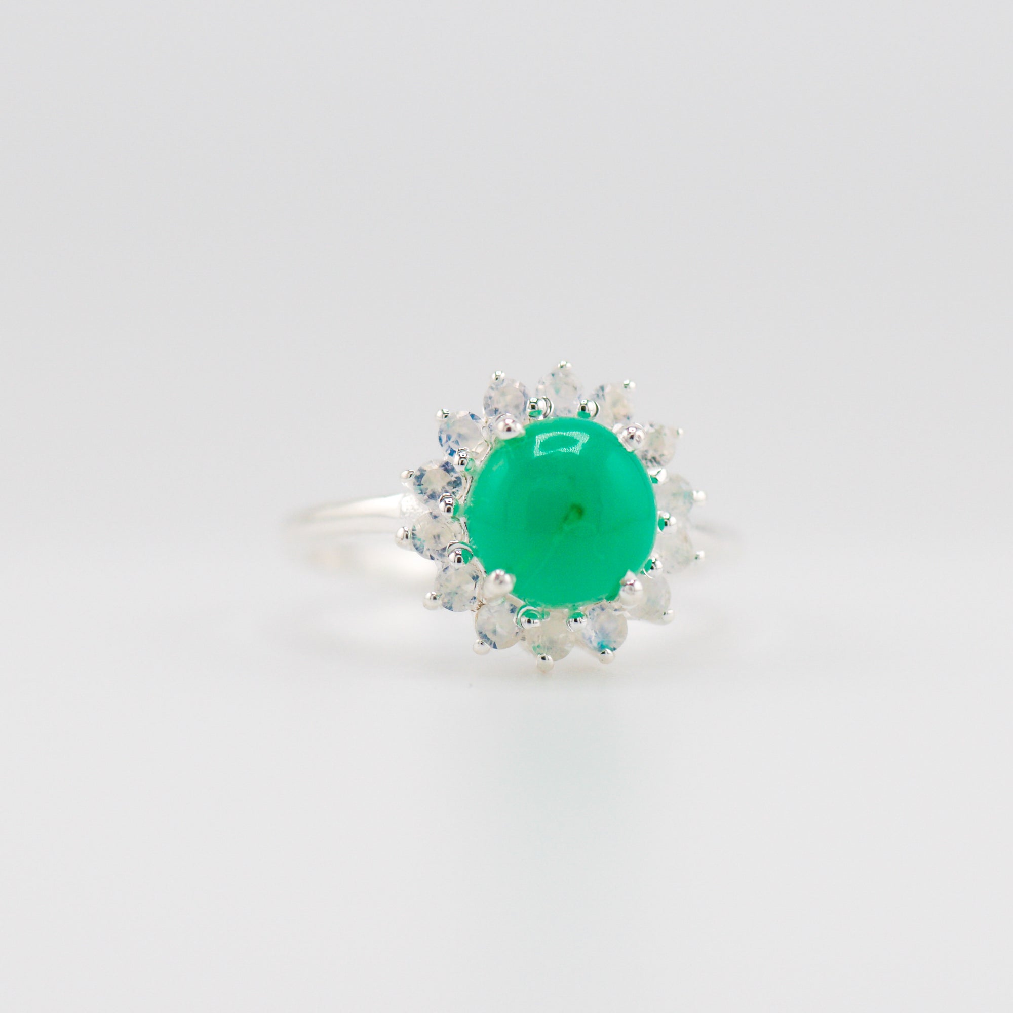 Laxmi Chrysoprase and Moonstone ring