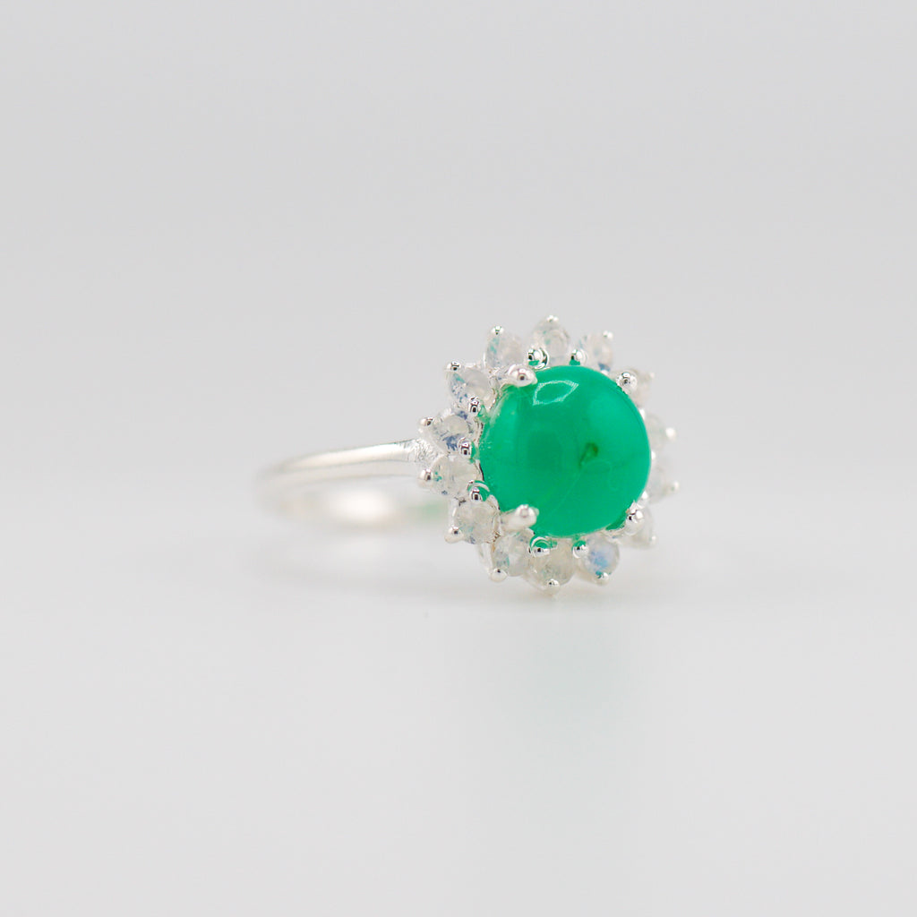 Laxmi Chrysoprase and Moonstone ring