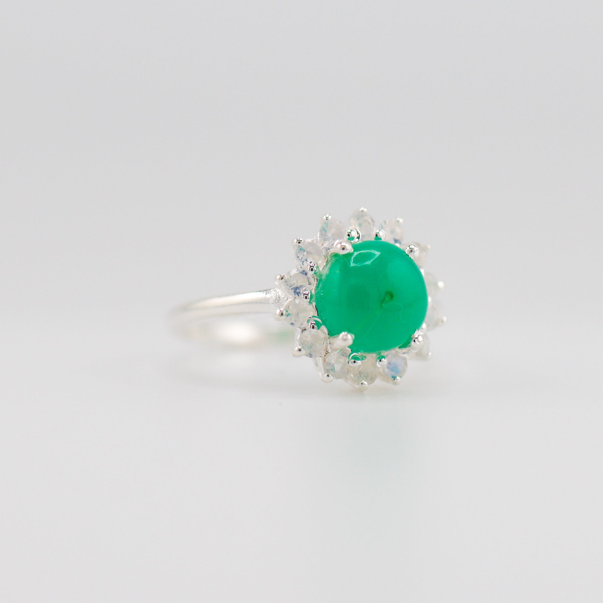Laxmi Chrysoprase and Moonstone ring