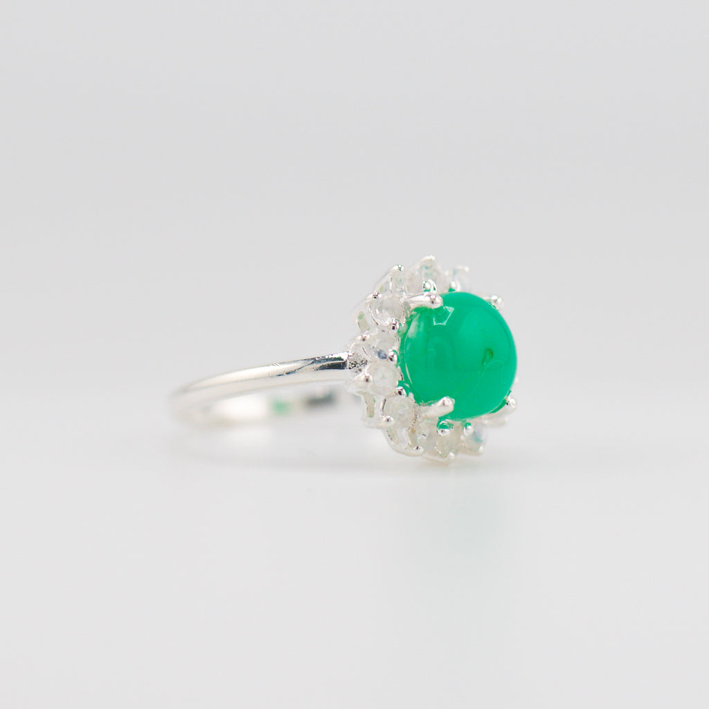 Laxmi Chrysoprase and Moonstone ring