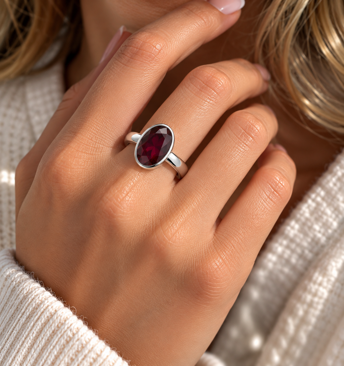 Crimson garnet ring