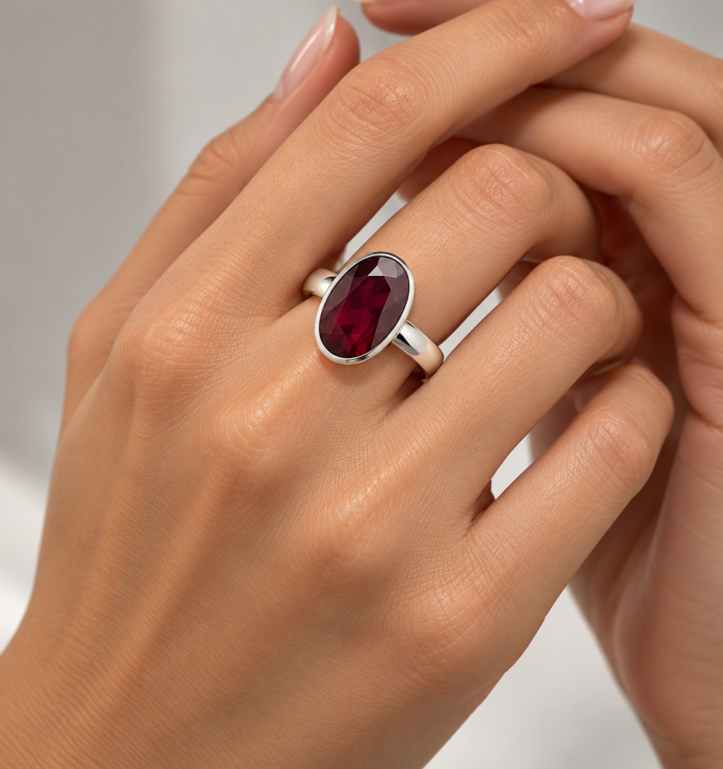Crimson garnet ring