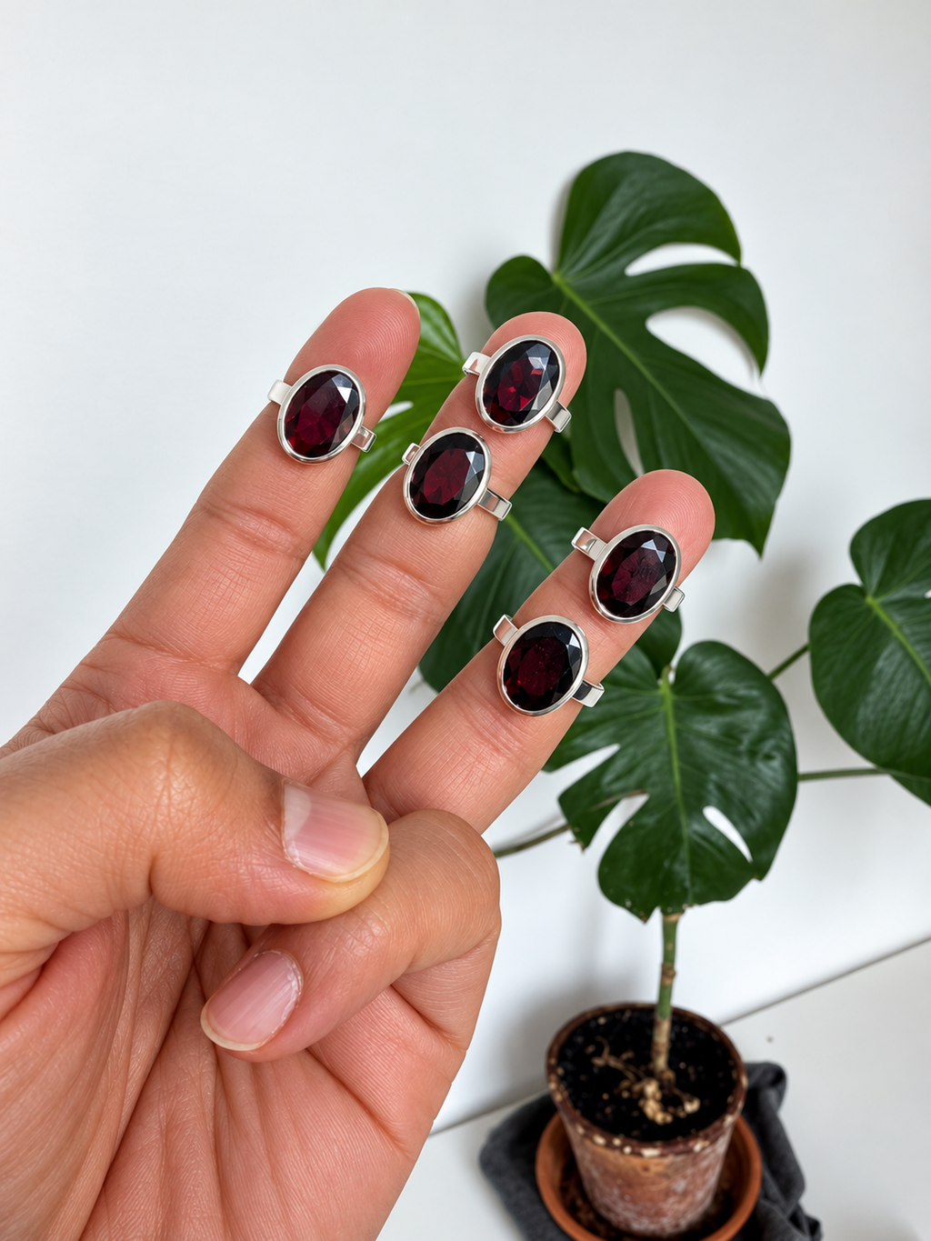 Crimson garnet ring