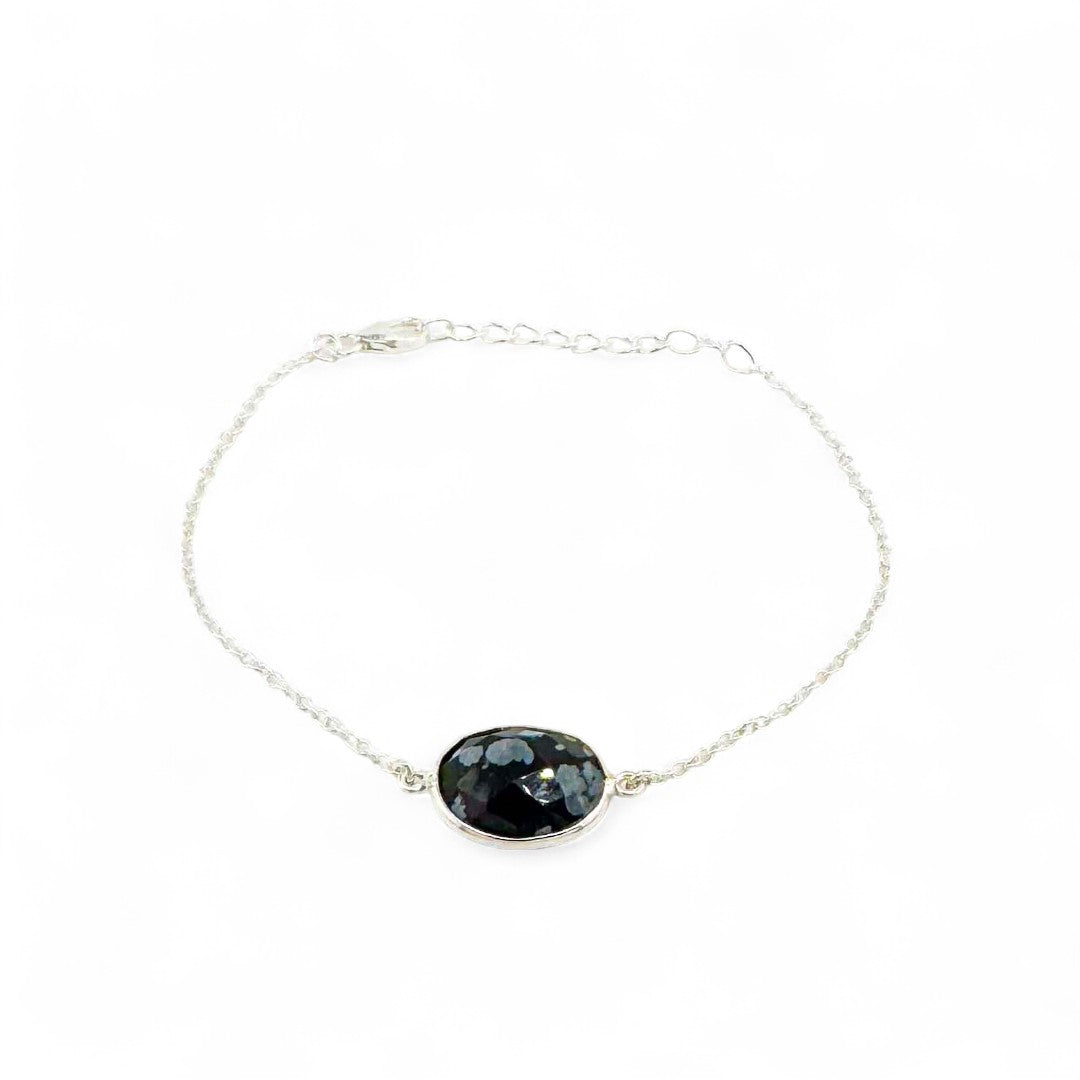 Snowflake obsidian bracelet