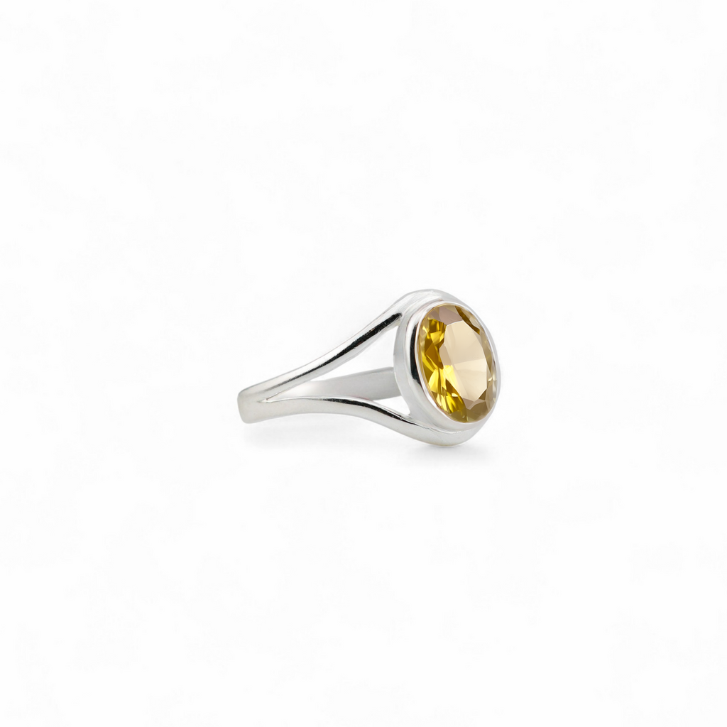 Citrine charm eye ring