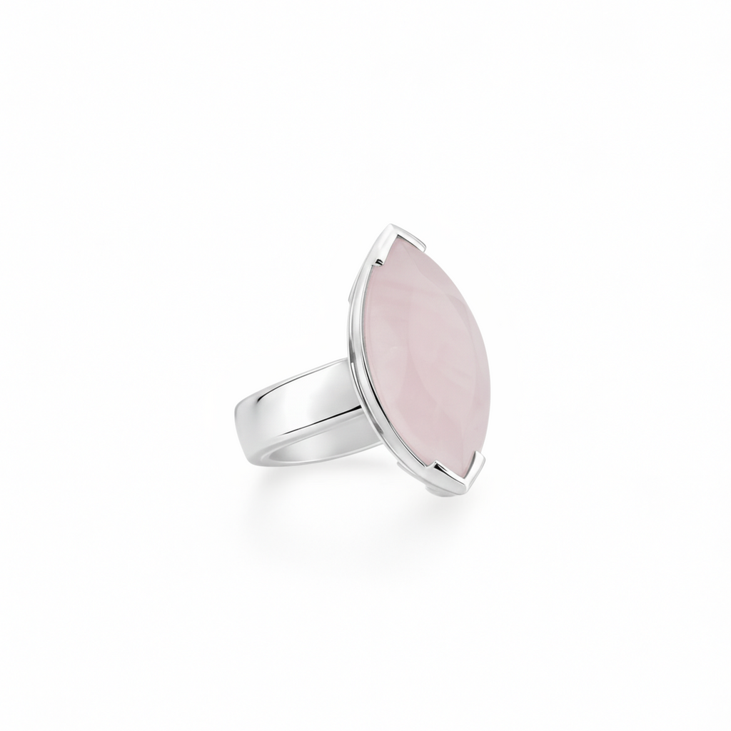 Marquise rose quartz ring