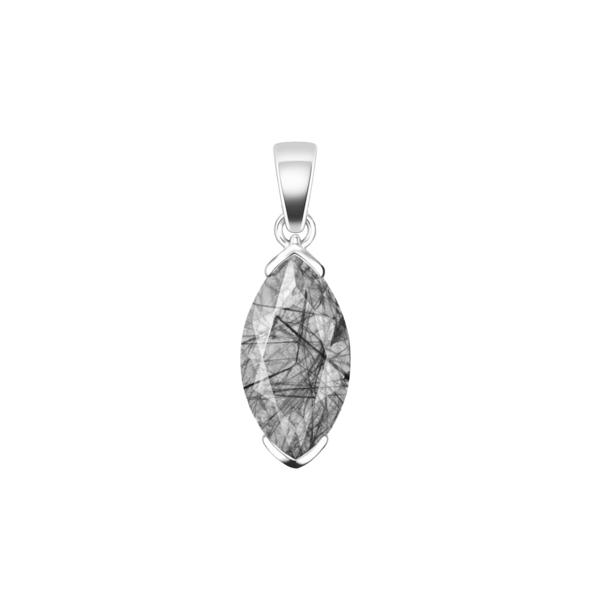 Marquise black rutile quartz pendant