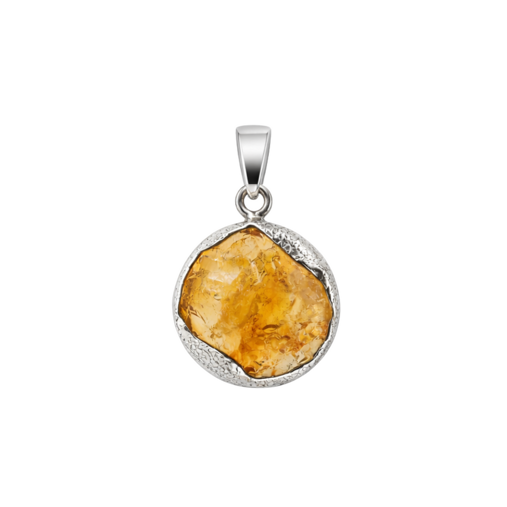 Rough citrine solar pendant