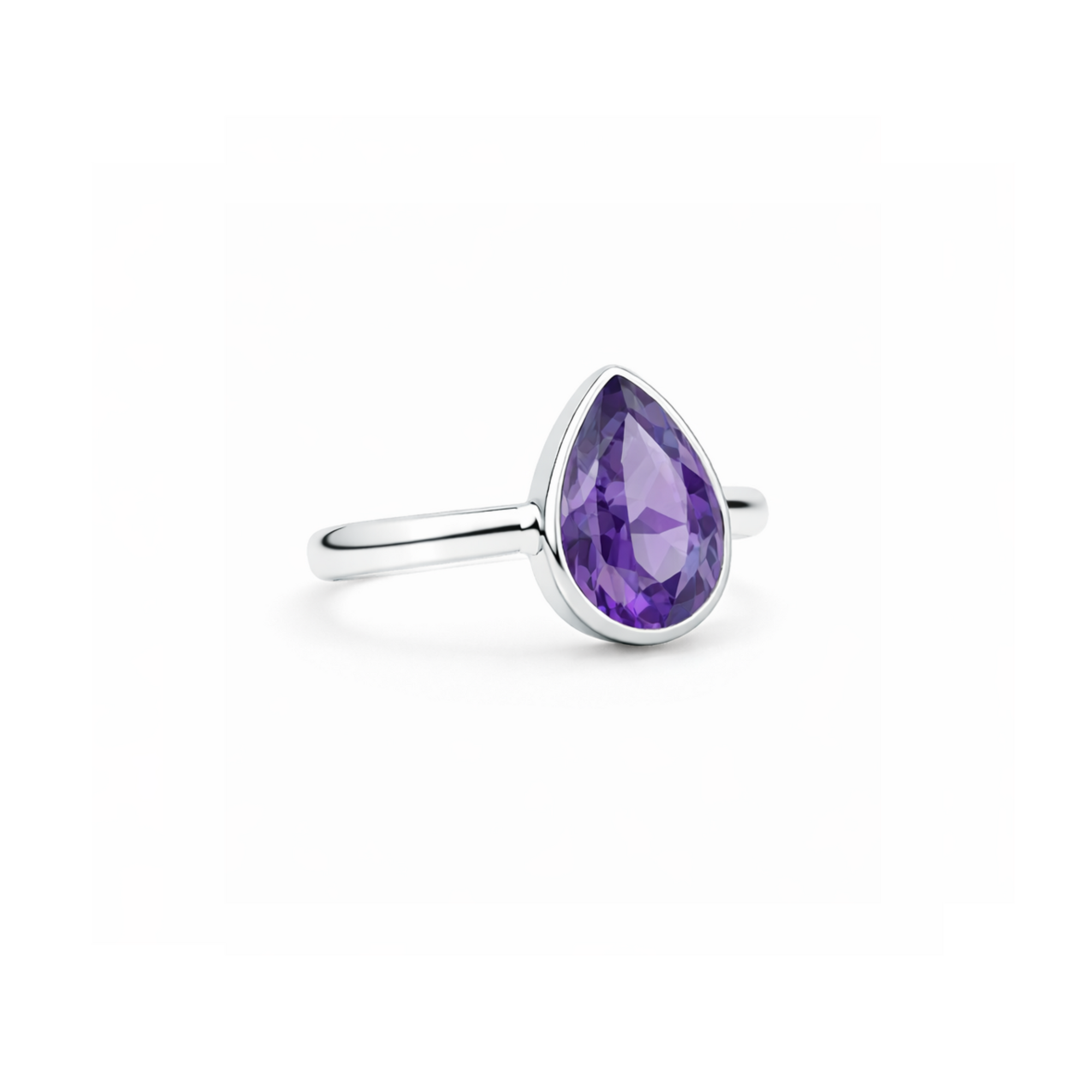 Venus teardrop amethyst ring