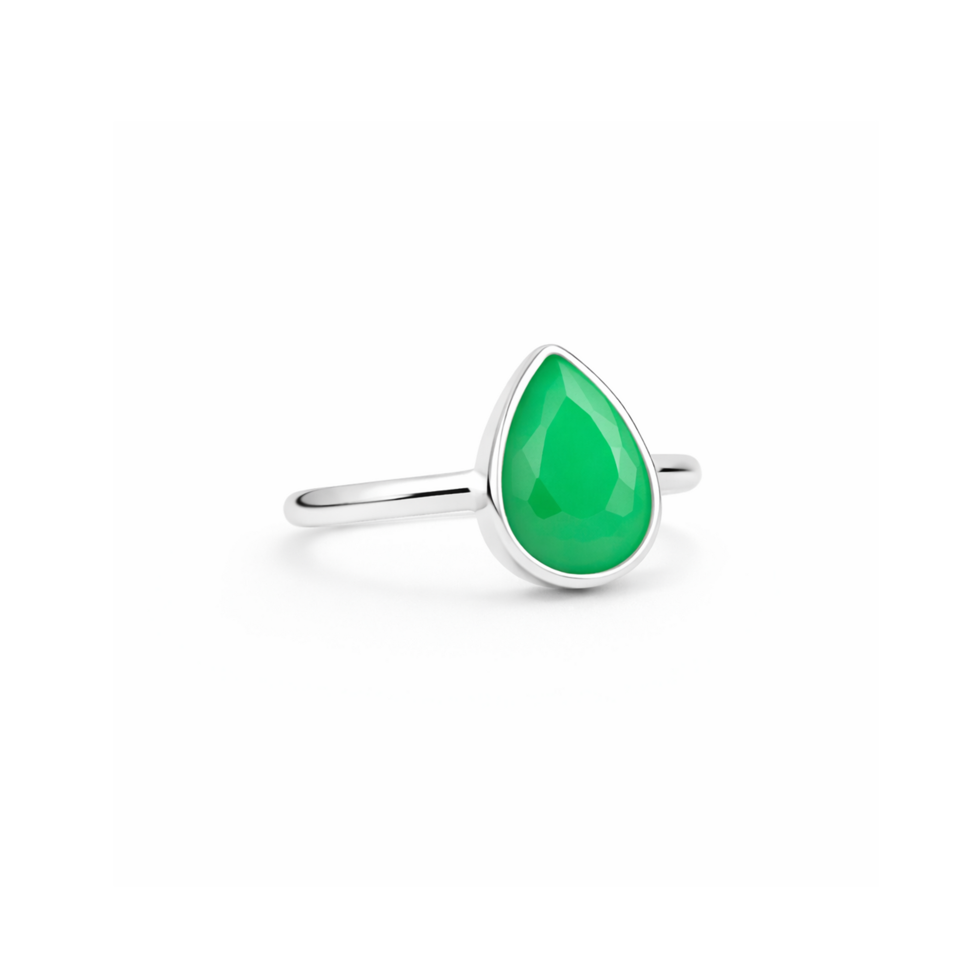 Venus teardrop chrysoprase ring