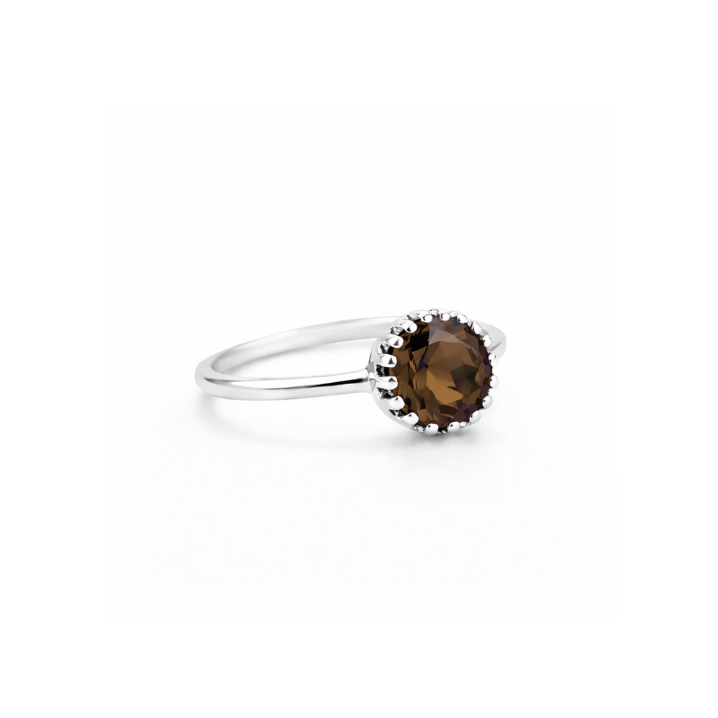 Smoky quartz saulora ring