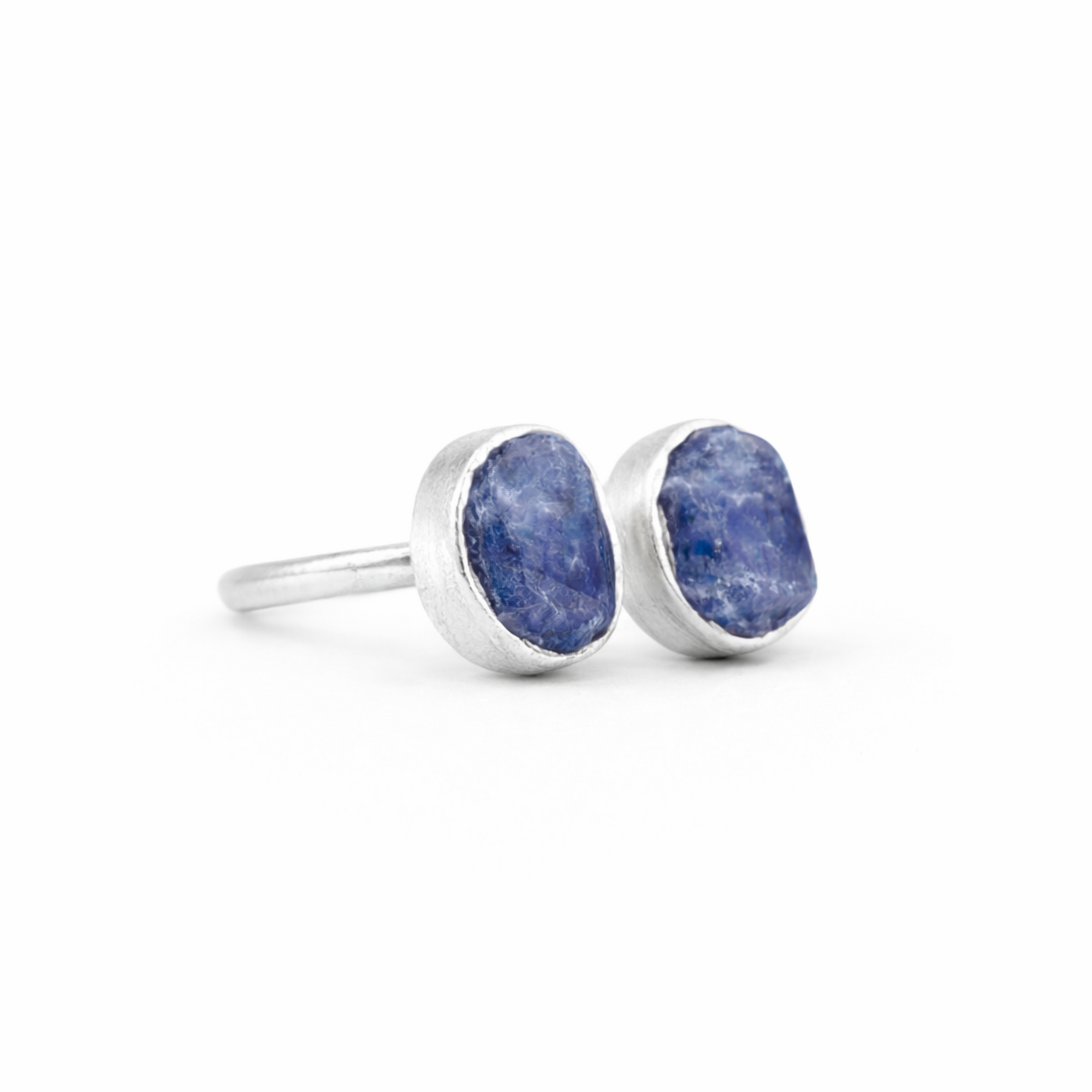 Rough tanzanite twin matte ring